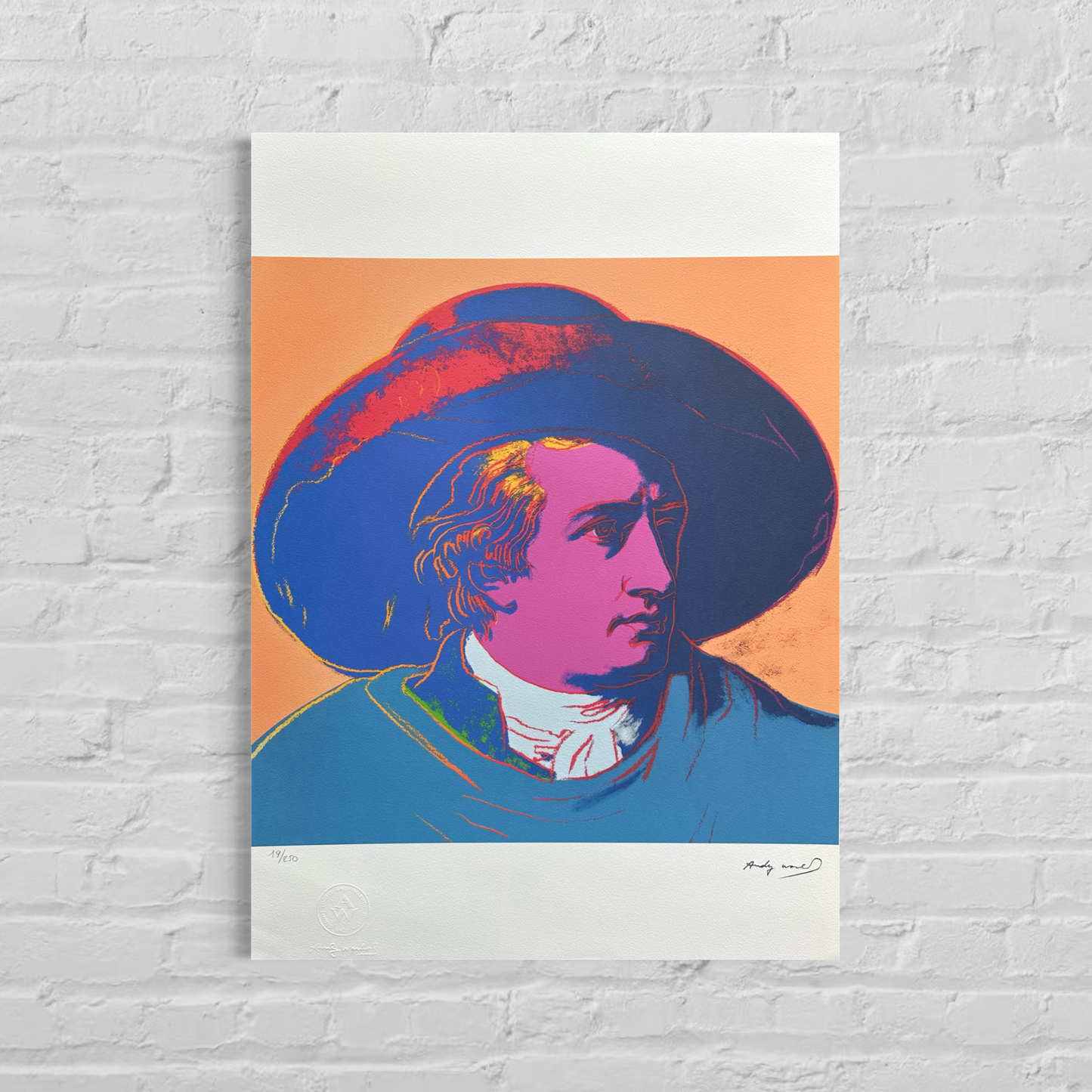 Andy Warhol Goethe (Blauw-Oranje) Lithografie Arches 300gsm 42x59 cm