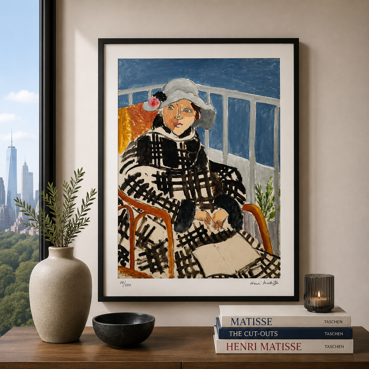 Henri Matisse Matisse in Schotse mantel Lithografie op Arches 300gsm 42x59 cm