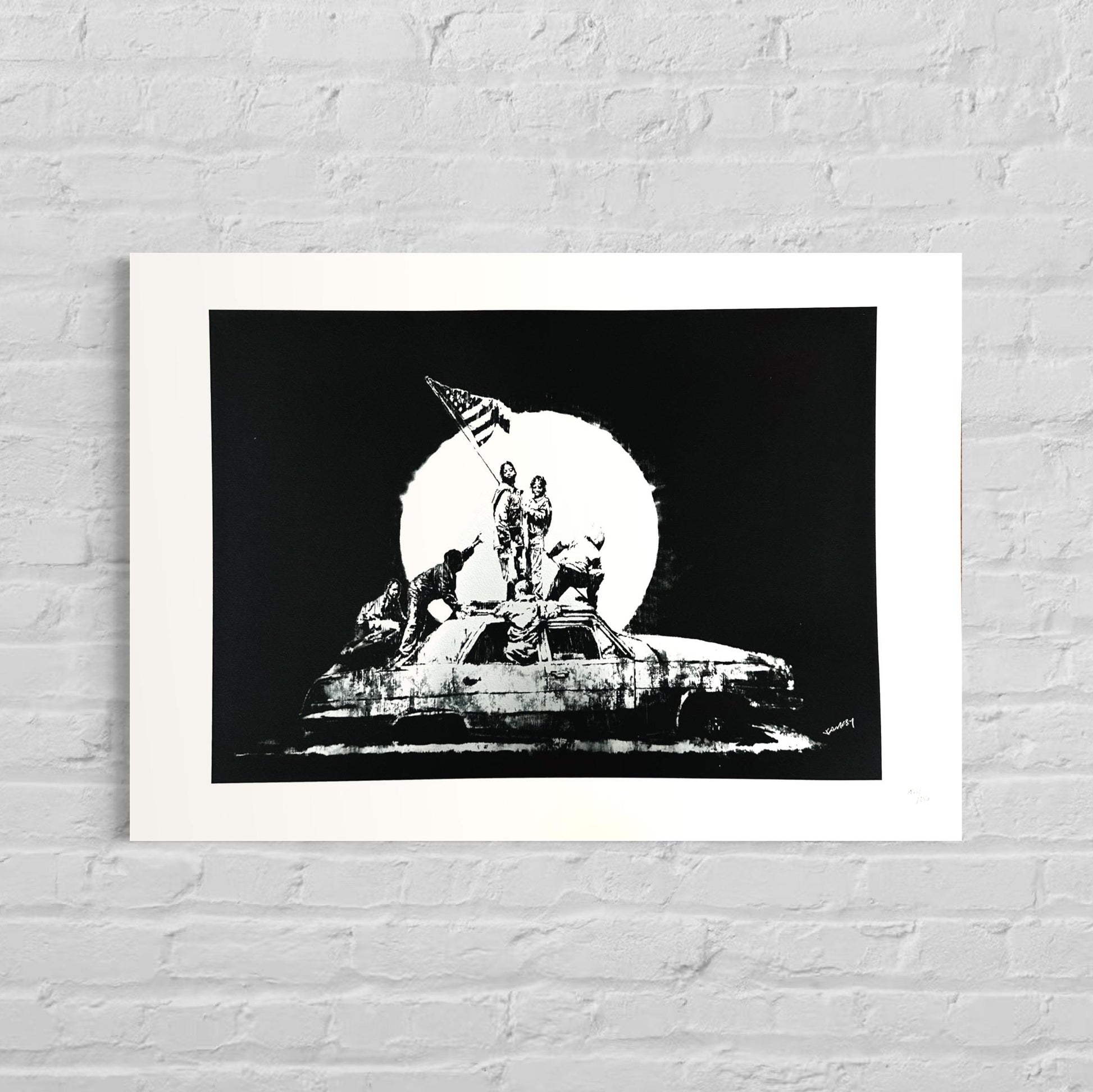 Genummerde editie BANKSY Flag - Gesigneerd - certificaat - Wall Art, Grafitti Art, Lithograph, Stencil Art