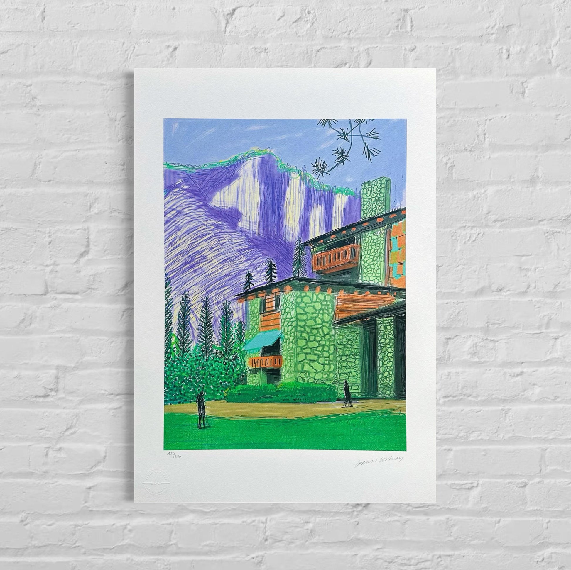 Genummerde editie DAVID HOCKNEY - Huis met 2 figuren - Certificaat - Limited lithografie - muurdecoratie - after